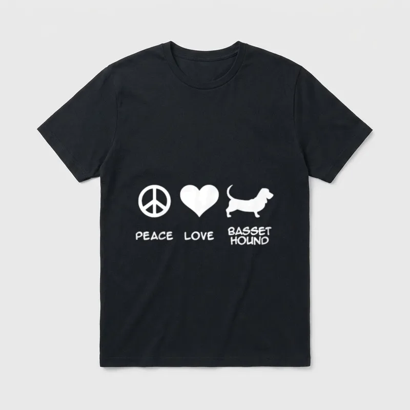 Peace Love Basset Hound T-Shirt – Klassisches T-Shirt in Schwarz