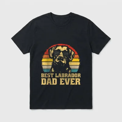 Labrador Dad T-Shirt – Retro Labrador mit Sonnenbrille und Text Best Labrador Dad Ever – Klassisches T-Shirt in Schwarz