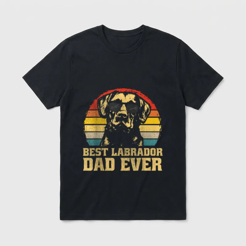 Labrador Dad T-Shirt – Retro Labrador mit Sonnenbrille und Text Best Labrador Dad Ever – Klassisches T-Shirt in Schwarz