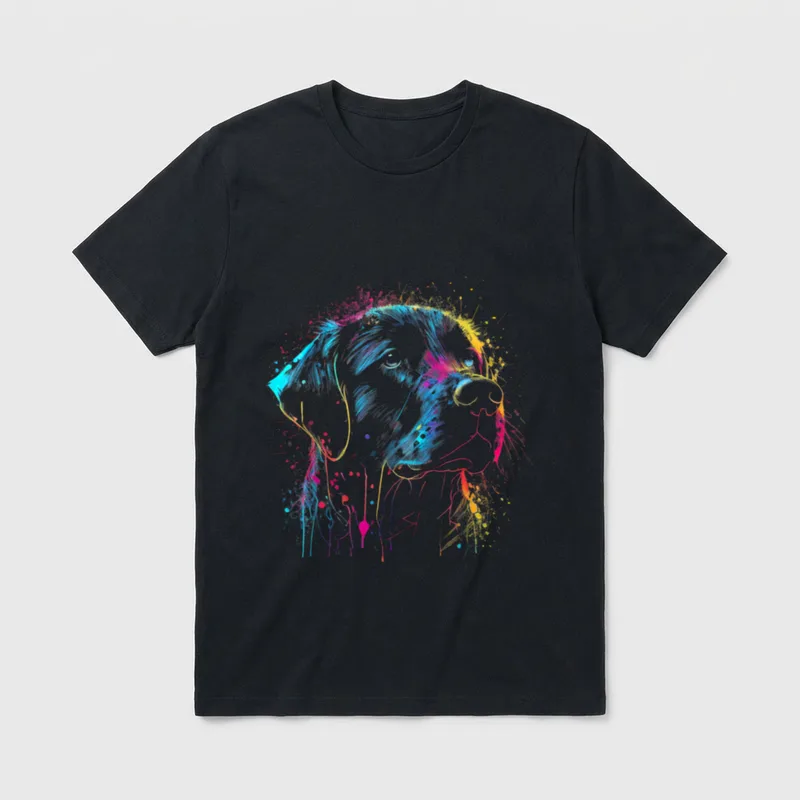 Schwarzer Labrador Hund Malerei T-Shirt – Klassisches T-Shirt in Schwarz