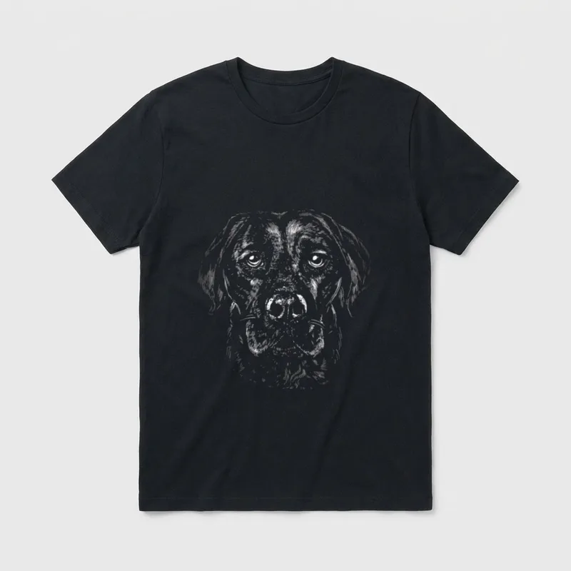 CJ Merch Labrador-Zeichnung Unisex-Erwachsene T-Shirt – Klassisches T-Shirt in Schwarz