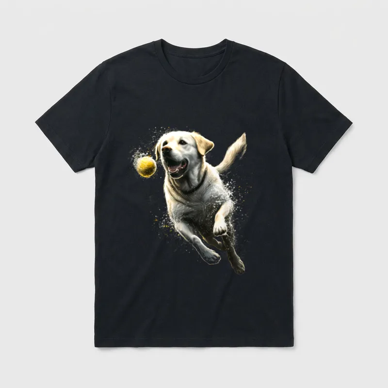 Gelber Labrador Retriever jagt T-Shirt – Klassisches T-Shirt in Schwarz