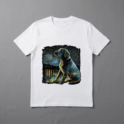 Labrador Gemälde Hund Sterne T-Shirt – Klassisches T-Shirt in Schwarz