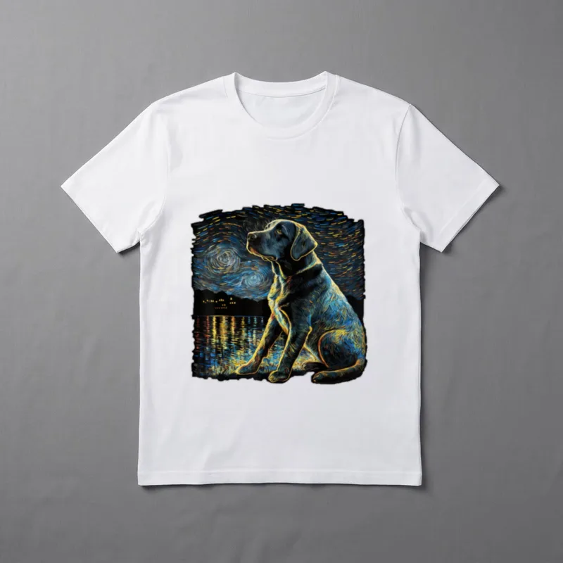 Labrador Gemälde Hund Sterne T-Shirt – Klassisches T-Shirt in Schwarz