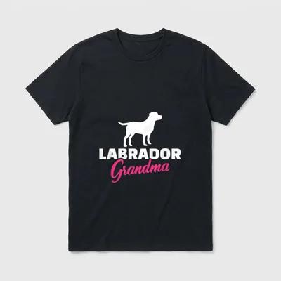 Labrador Oma T-Shirt – Weiße Labrador-Silhouette über rosa und weißem Schriftzug – Klassisches T-Shirt in Schwarz