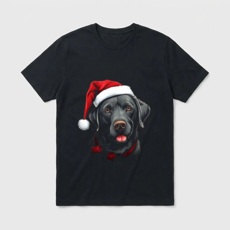 Labrador mit Weihnachts Mütze T-Shirt – Klassisches T-Shirt in Schwarz