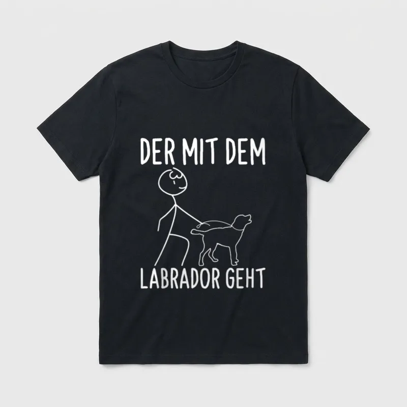 Der Mit Dem Labrador T-Shirt 0130 – Klassisches T-Shirt in Schwarz