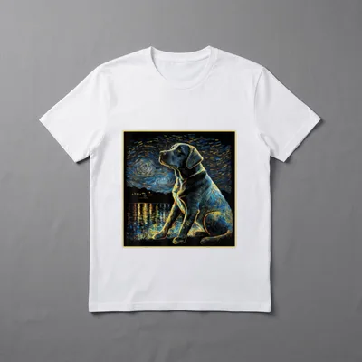 Labrador Hund Gemälde Sterne Nacht T-Shirt – Klassisches T-Shirt in Schwarz