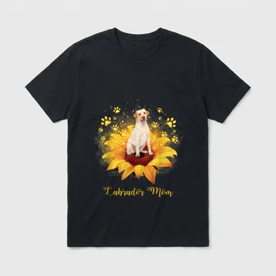 Labrador Mom Sunflower With T-Shirt – Klassisches T-Shirt in Schwarz