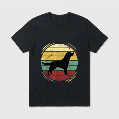 Retro Labrador T-Shirt – Klassisches T-Shirt in Schwarz