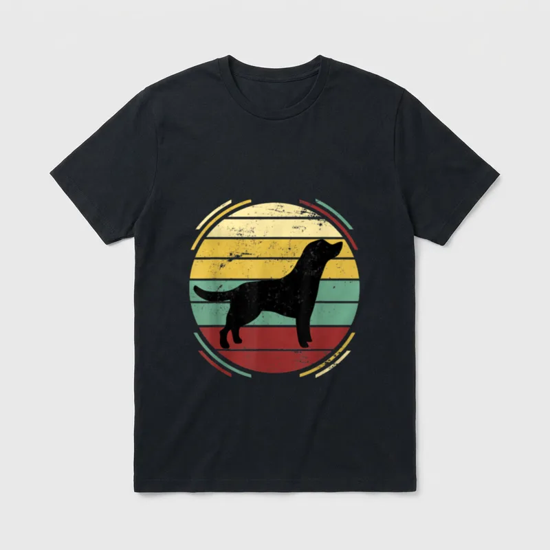 Retro Labrador T-Shirt – Klassisches T-Shirt in Schwarz