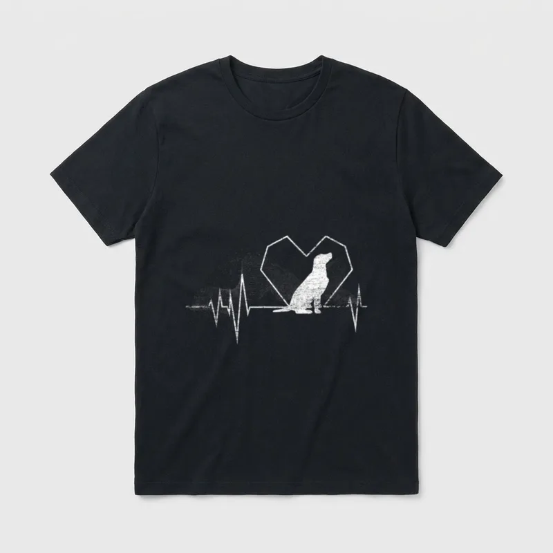 EKG Herzlinie Labrador T-Shirt – Klassisches T-Shirt in Schwarz