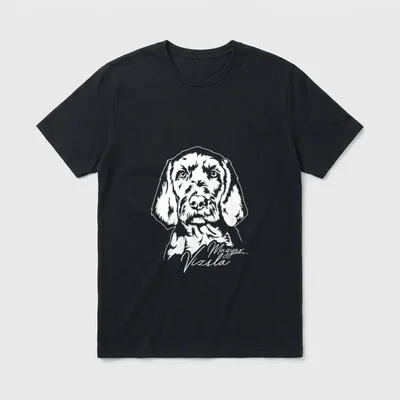 Drahthaar Magyar Vizsla Portrait T-Shirt – Klassisches T-Shirt in Schwarz
