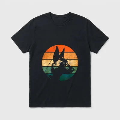 Retro Hunde Design Malinois T-Shirt – Klassisches T-Shirt in Schwarz