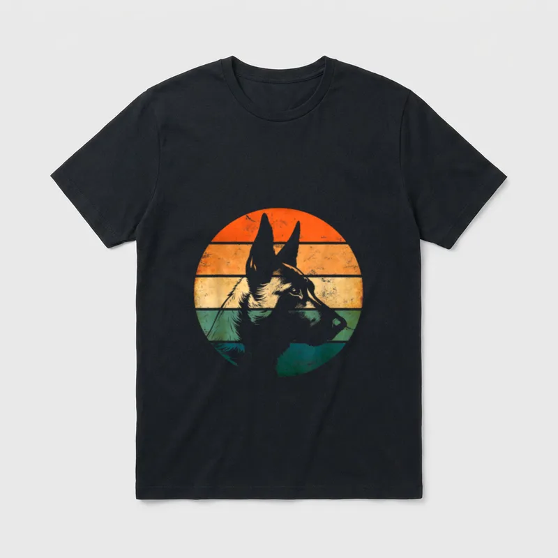 Retro Hunde Design Malinois T-Shirt – Klassisches T-Shirt in Schwarz