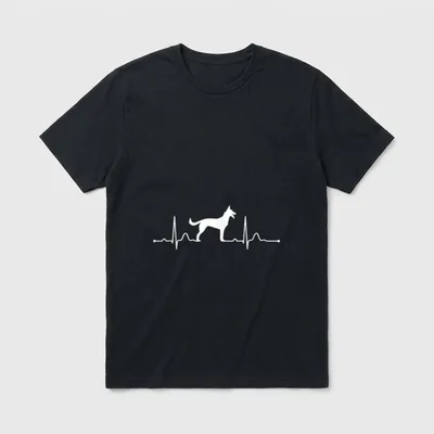 Malinois Heartbeat Herzschlag Hunde T-Shirt – Klassisches T-Shirt in Schwarz