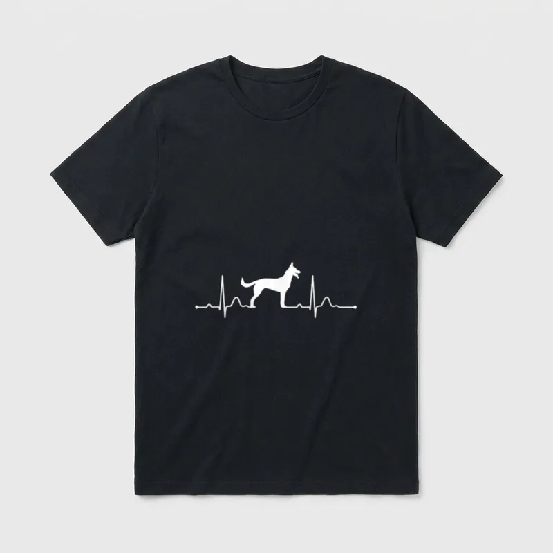 Malinois Heartbeat Herzschlag Hunde T-Shirt – Klassisches T-Shirt in Schwarz