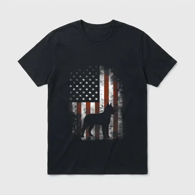 Belgian Malinois American Flag T-Shirt – Klassisches T-Shirt in Schwarz