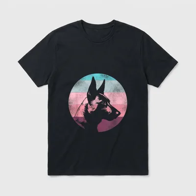 Retro Hunde Design Malinois T-Shirt 0055 – Klassisches T-Shirt in Schwarz