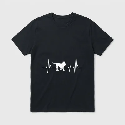Heartbeat Herzschlag Design Malinois T-Shirt – Klassisches T-Shirt in Schwarz