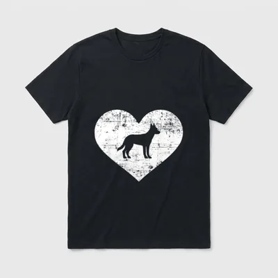 Malinois Herz T-Shirt – Weißes Herz mit grauer Malinois Silhouette im Grunge-Stil – Klassisches T-Shirt in Schwarz