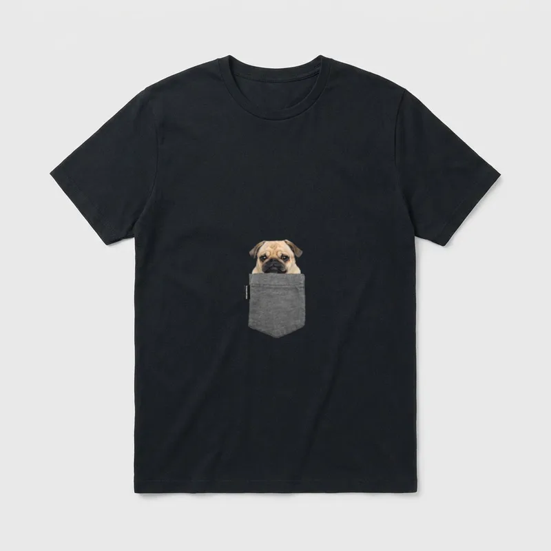 T-Shirt mit Mops Motiv – Klassisches T-Shirt in Schwarz