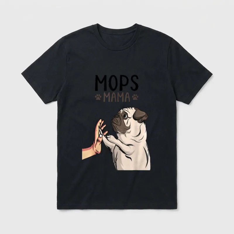 Mops Mama Hundehalterin Frauchen T-Shirt – Klassisches T-Shirt in Schwarz