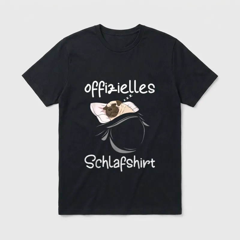 Mops Schlafshirt Hund Pyjama T-Shirt – Klassisches T-Shirt in Schwarz