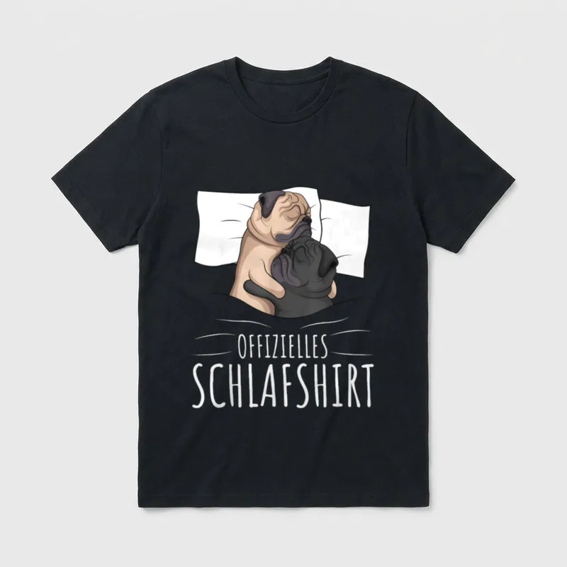 Offizielles Schlafshirt Schlafanzug Mops T-Shirt – Klassisches T-Shirt in Schwarz