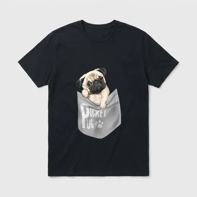 Love Pugs cooles Mops T-Shirt – Klassisches T-Shirt in Schwarz