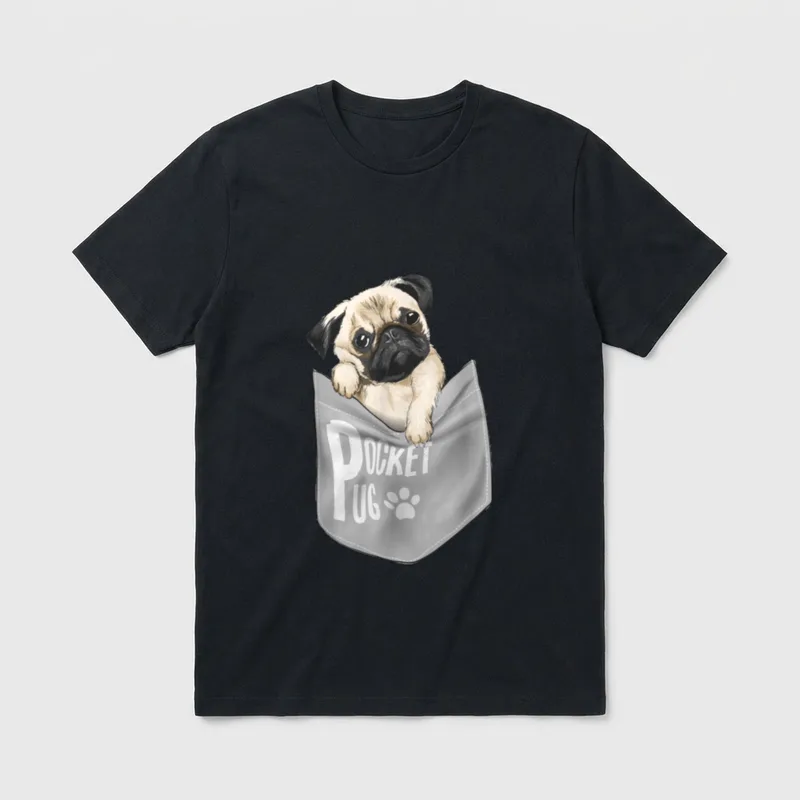 Love Pugs cooles Mops T-Shirt – Klassisches T-Shirt in Schwarz