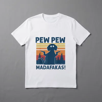 Dog Pew Pew Madafakas T-Shirt – Klassisches T-Shirt in Schwarz