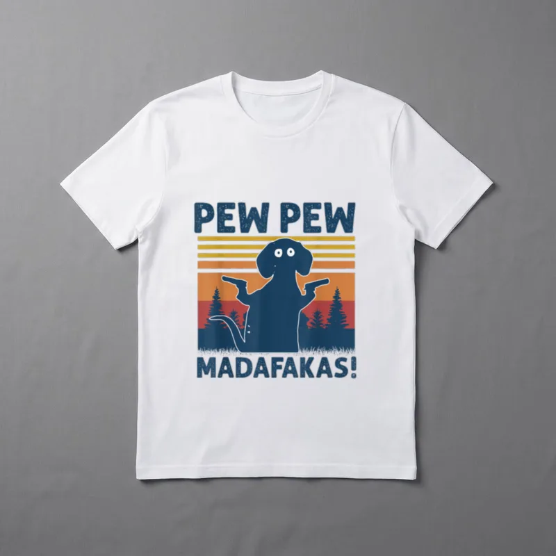 Dog Pew Pew Madafakas T-Shirt – Klassisches T-Shirt in Schwarz