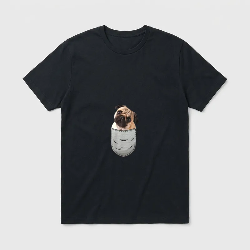 Mops Pug Carlin Carlino T-Shirt – Klassisches T-Shirt in Schwarz