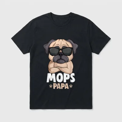 Mops Papa Hunde T-Shirt – Klassisches T-Shirt in Schwarz