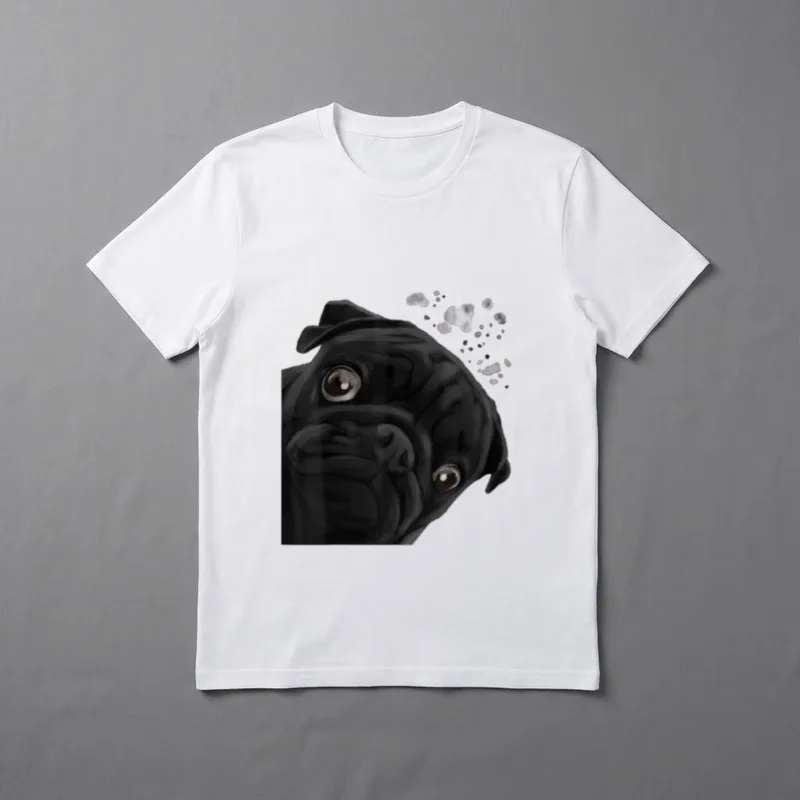 Hund Mops T-Shirt – Klassisches T-Shirt in Schwarz