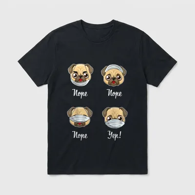 Gesichtsmaske Lustiger Mops Hündchen T-Shirt – Klassisches T-Shirt in Schwarz