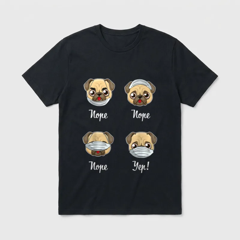 Gesichtsmaske Lustiger Mops Hündchen T-Shirt – Klassisches T-Shirt in Schwarz