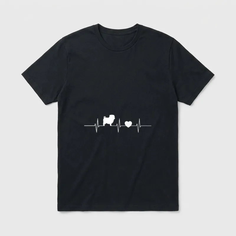 Mops Herzschlag Pug Liebe T-Shirt – Klassisches T-Shirt in Schwarz