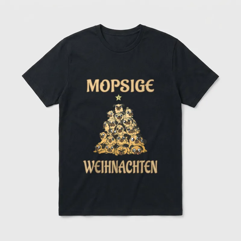 Mopsige Weihnachten Mops Besitzer T-Shirt – Klassisches T-Shirt in Schwarz