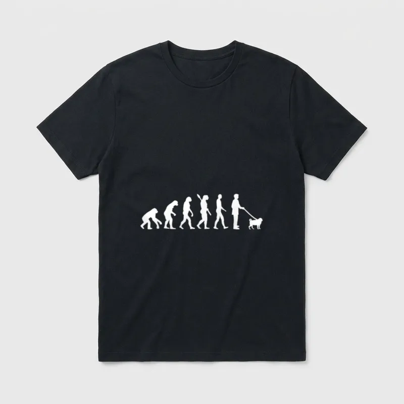 Evolution Mops T-Shirt – Klassisches T-Shirt in Schwarz
