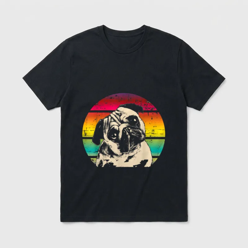 Retro Mops Idee T-Shirt – Klassisches T-Shirt in Schwarz