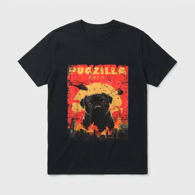 Pugzilla Lustiges Mops Outfit T-Shirt – Klassisches T-Shirt in Schwarz