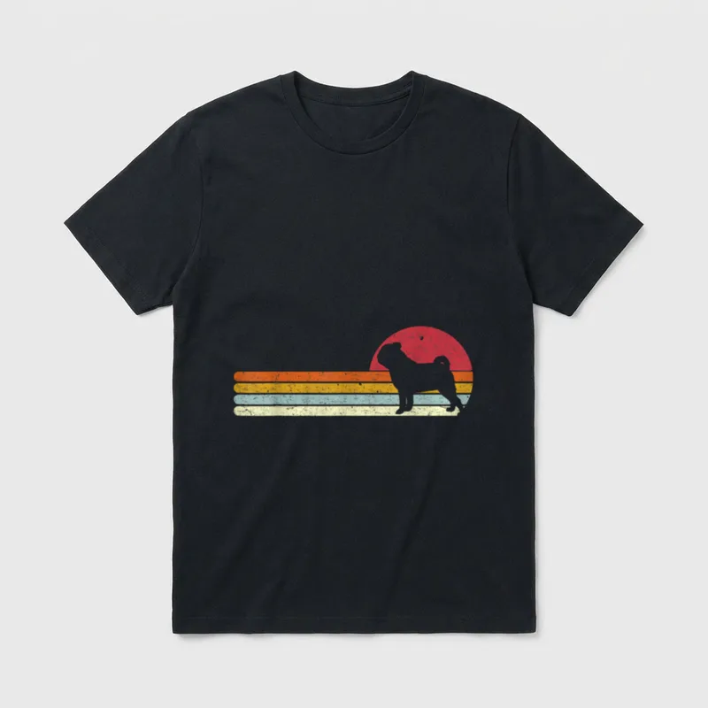 Sonnenuntergang Distressed Mops Carlin T-Shirt – Klassisches T-Shirt in Schwarz