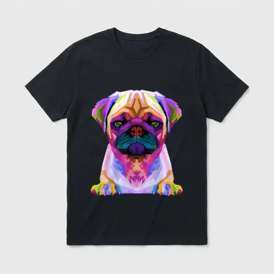 Mops Pop Art Bunte T-Shirt – Klassisches T-Shirt in Schwarz