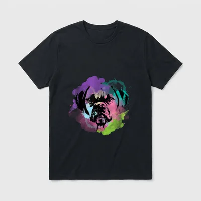 Hundeliebhaber I Splash Art T-Shirt – Bunter Mops im Splash Art Stil mit Farbspritzer – Klassisches T-Shirt in Schwarz