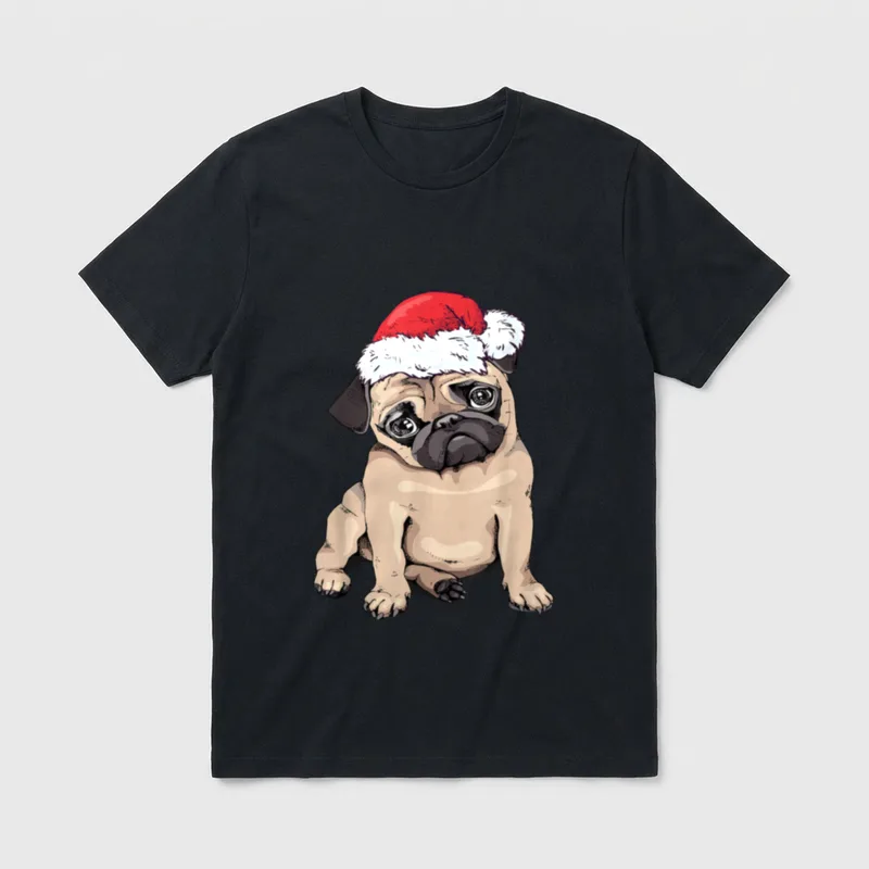 Weihnachts Mops Hunde Liebhaber T-Shirt – Klassisches T-Shirt in Schwarz