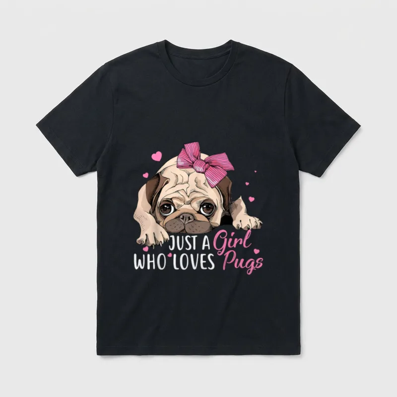 Just a Girl who T-Shirt – Klassisches T-Shirt in Schwarz