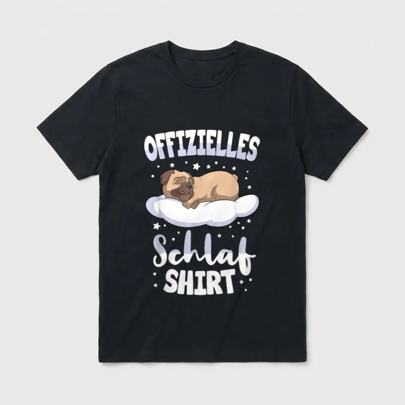 Offizielles Schlafshirt Mops Hund T-Shirt – Klassisches T-Shirt in Schwarz