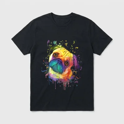 Splash Art Mops Hundeliebhaber T-Shirt – Klassisches T-Shirt in Schwarz